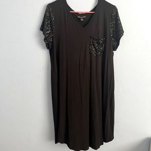 Black vneck sequence dress XL